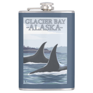 Flasques Baleines #1 - baie de glacier, Alaska d'orque