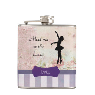 Flasques Ballerina Silhouette sur Elegant Motif Vintage