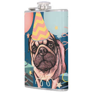 Flasques Ballons de fête de célébration de Pug avec confett