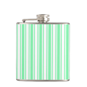 Flasques Bandes de bonbons vert et blanc pastel
