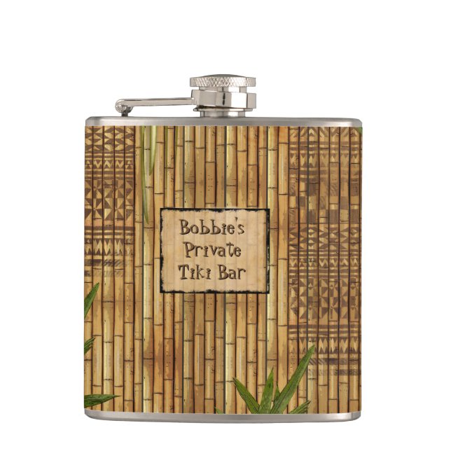 Flasques Barre privée de Tiki avec votre nom là-dessus (Devant)