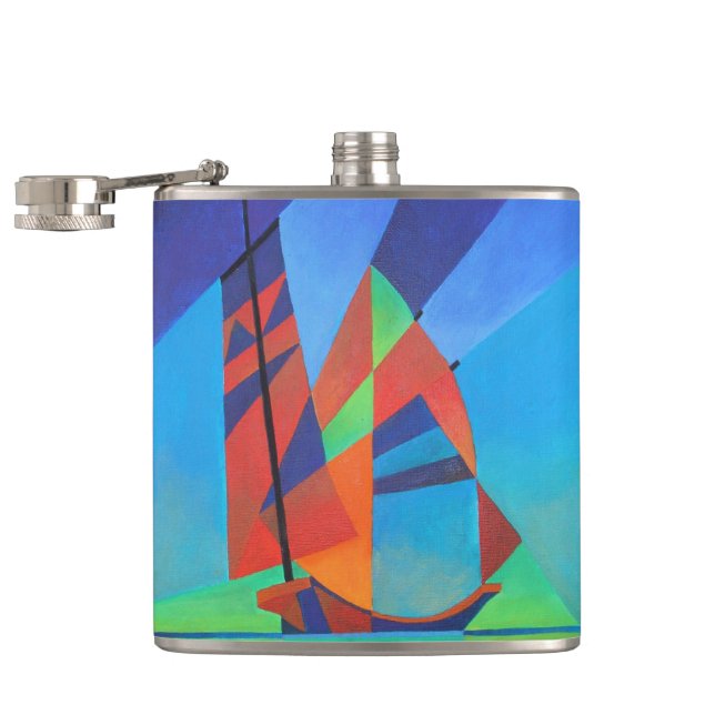 Flasques Bateau Abstrait Art Junk contre Deep Blue Sky (Ouvert)