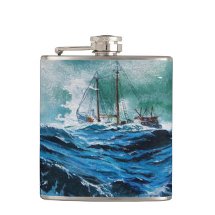 Flasques Bateau dans la mer dans la tempête