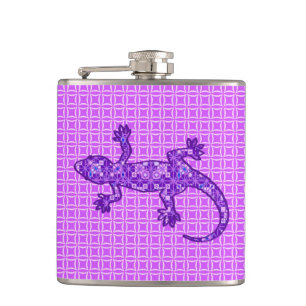 Flasques Batik Tribal Gecko - violet et améthyste violet