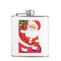 Beau mod vintage Père Noël et renne de la moitié