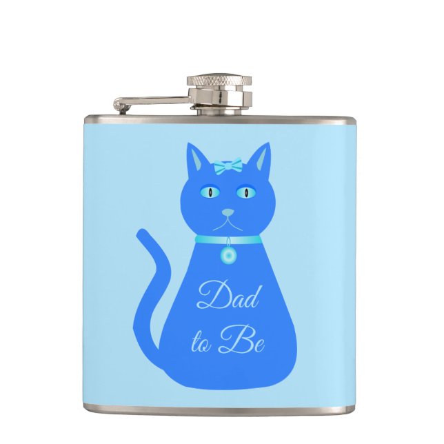 Flasques Bébé Bleu mignon chat Personnalisé Papa à être (Devant)