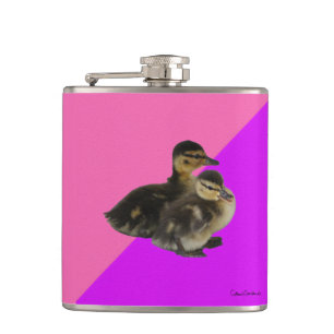 Flasques Bébé Canards sur framboise rose et sorbet pourpre