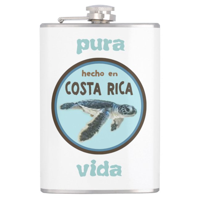 Flasques Bébé Tortue de mer, Costa Rica, Pura Vida Flask (Devant)