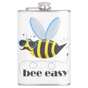 Flasques Bee caractère avec mustache lunettes de soleil Bee