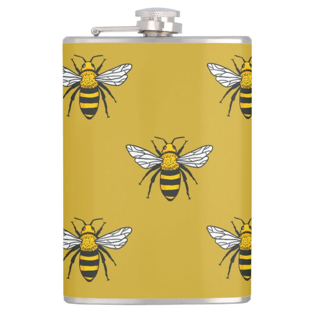 Flasques Bee Haven : Motif jaune Vintage (Devant)