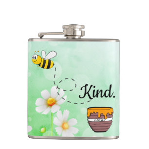 Flasques Bee Kind Honey floral vert insecte dessin animé te