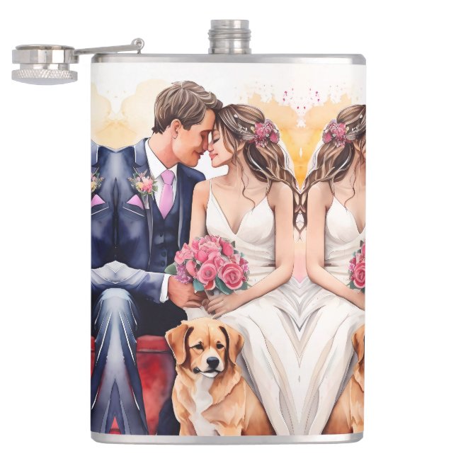 Flasques Belle aquarelle couple mariage (Ouvert)