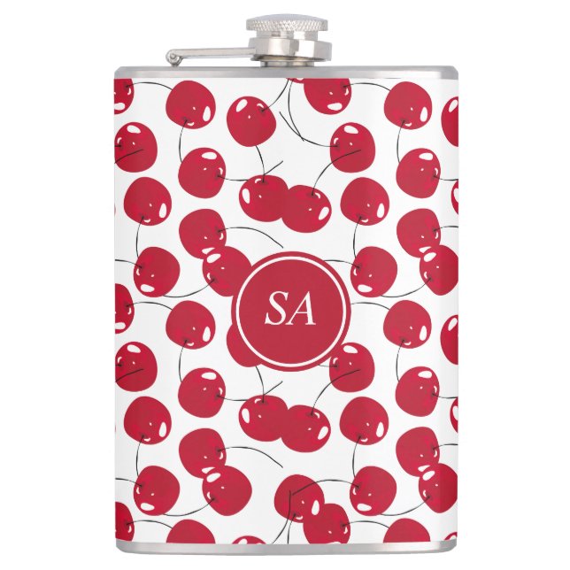 Flasques Belle fiole de Motif de cerise rouge fraîche perso (Devant)