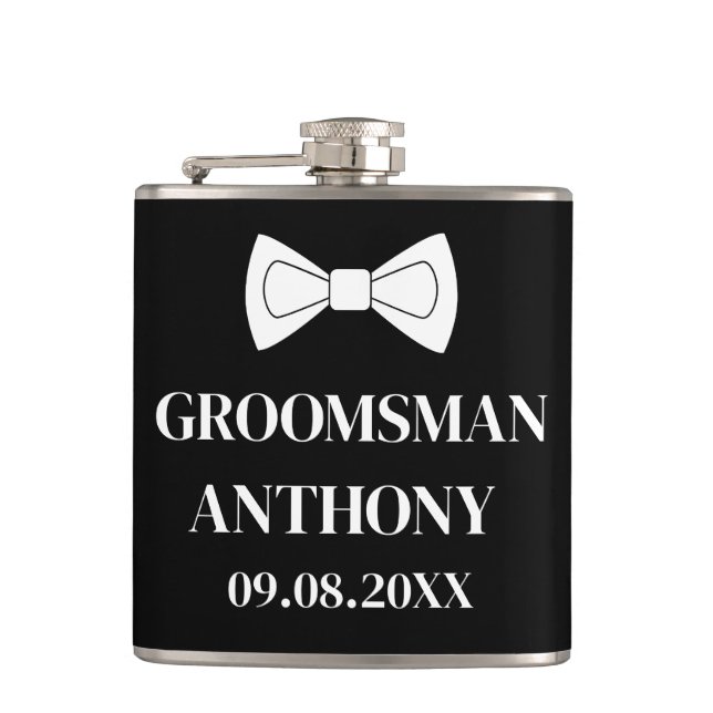 Flasques Best Man Black Elegant Simple Cadeaux Mariage (Devant)