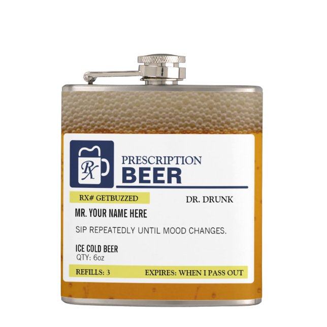 Flasques Bière drôle de prescription (Devant)