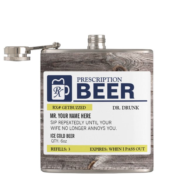 Flasques Bière drôle de prescription (Ouvert)