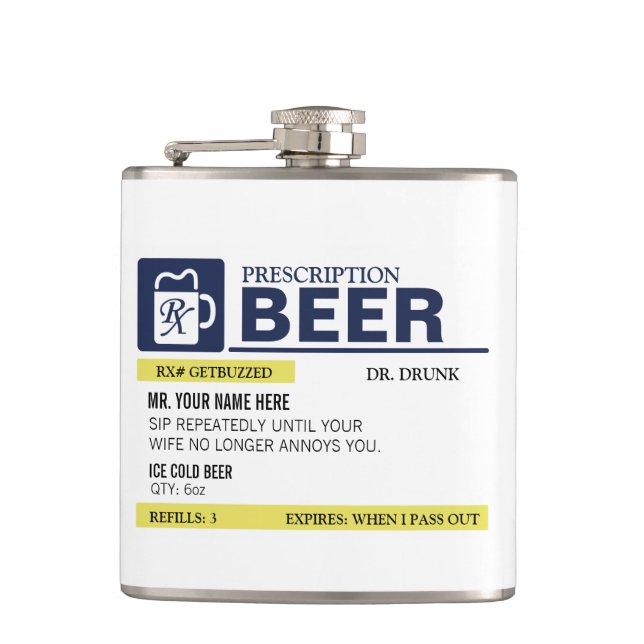 Flasques Bière drôle de prescription (Devant)