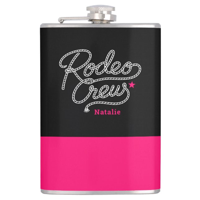 Flasques Black and Pink Rodeo Crew Western Bachelorette (Devant)