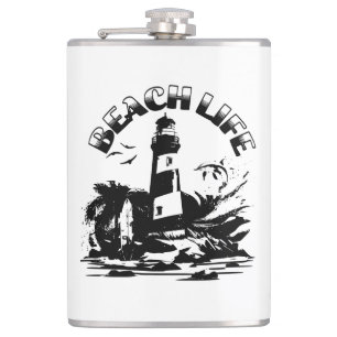 Flasques Black and White Lighthouse Beach Life