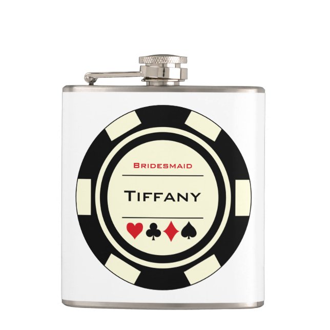Flasques Black Cream Casino Poker Chip Mariage Bridesmaid (Devant)