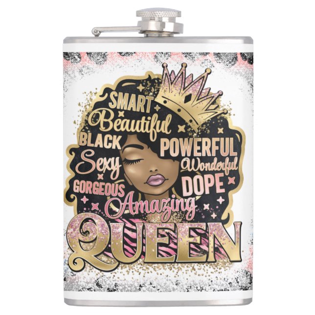 Flasques Black Queen Melanin Femme Peau Brown Sista Magie (Devant)