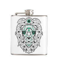 Blanc noir et vert Parties scintillant Lion Crâne