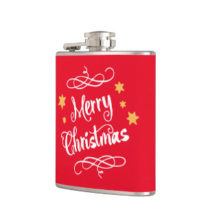 Flasques Blanc rouge-clair de typographie de Joyeux Noël