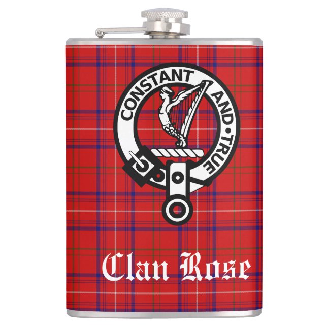 Flasques Blason de crête et tartan du clan Rose (Devant)