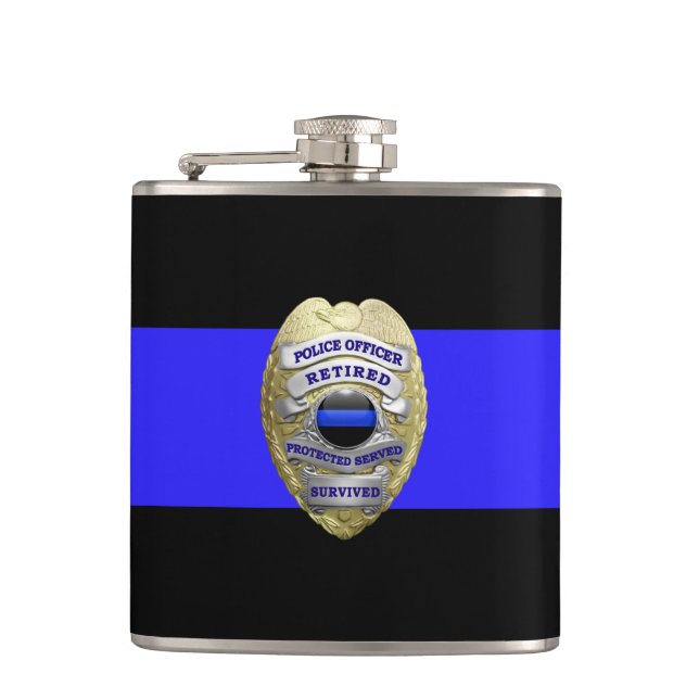 Flasques Bleu Mince Ligne 2 Tone Or Insigne de police retra (Devant)