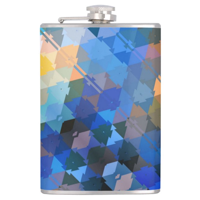 Flasques Bleus Abstrait violet et triangles or (Devant)