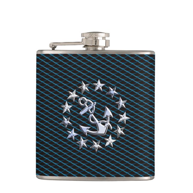 Flasques Blue Chrome Comme Yacht Drapeau Automotive Grille (Devant)