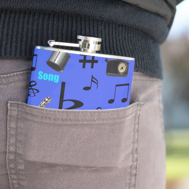 Flasques Blue Musical Notes and Instruments (In Situ)