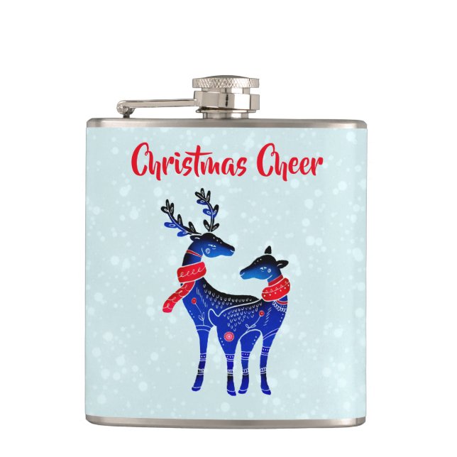 Flasques Blue Nordic Christmas Reindeer Pair (Devant)