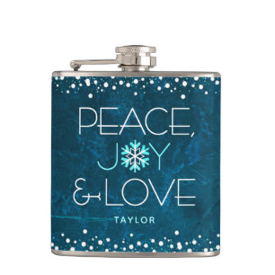 Flasques Blue Peace Jove Love Holiday Snowflake Bold Modern