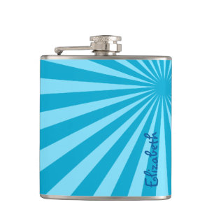 Flasques Blue Sunburst "Ajouter votre nom"