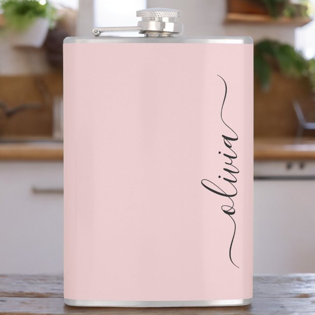 Flasques Blush Dusty rose moderne Script Girl Monogramme No (Créateur téléchargé)