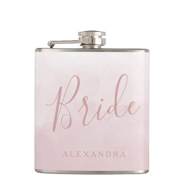 Flasques Blush Rose Rose Mariée Mariage Favoriser Nom Cadea (Devant)