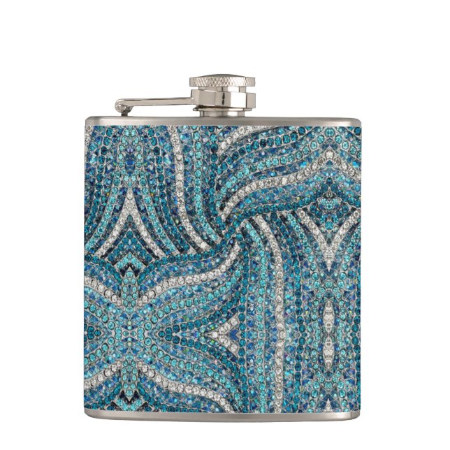 Flasques bohème chic gris argenté bleu turquoise (Devant)