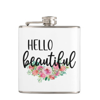 Flasques Bonjour belle aquarelle Rose Typographie moderne