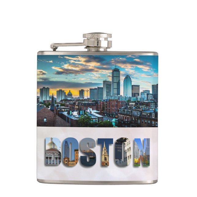 Flasques Boston Massachusetts City Skyline Photo Voyage (Devant)