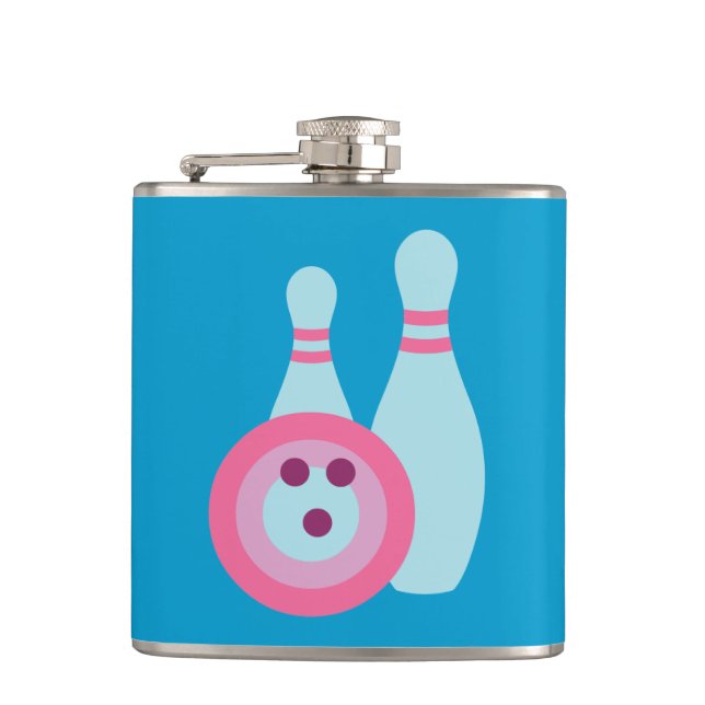 Flasques Boule de Bowling et Pins (Devant)