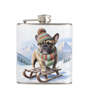 Flasques Bouledogue français faisant du toboggan