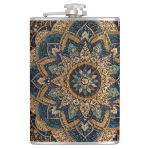 Flasques Bouteille d'eau élégante bleue et dorée à motif ma