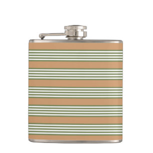 Flasques Brayures vert olive et blanc motif avec bronze