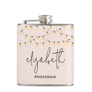 Flasques Bridesmaid Blush rose moderne Script