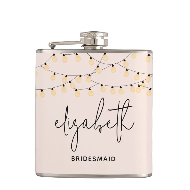 Flasques Bridesmaid Blush rose moderne Script (Devant)