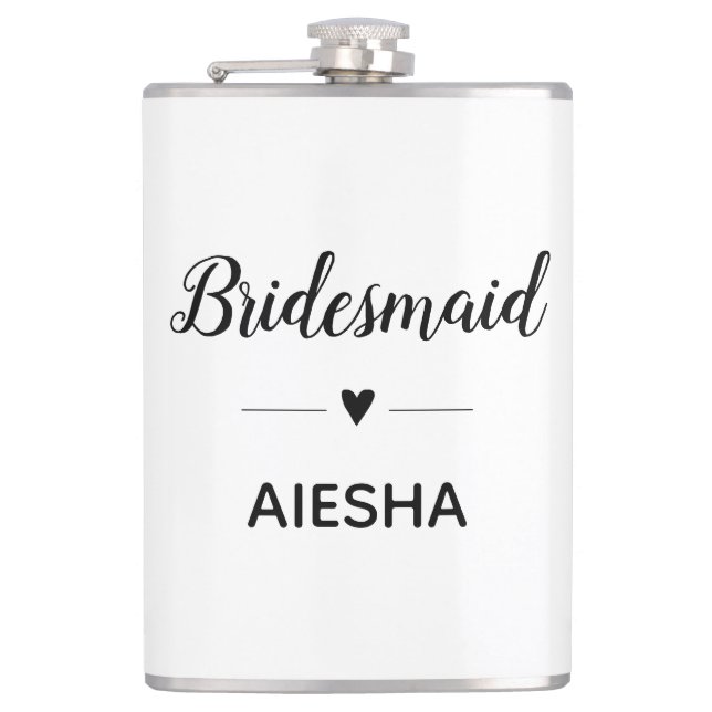 Flasques Bridesmaid Calligraphy Heart Mariage personnalisé (Devant)