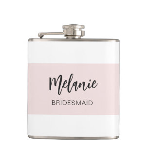 Flasques Bridesmaid Moderne Élégant Rose Blanc