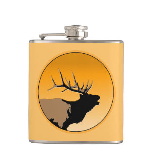 Flasques Brouillonnant Bull Elk au coucher du soleil Art or