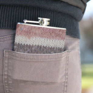 Flasques brun tricot rayures style vintage design amusant